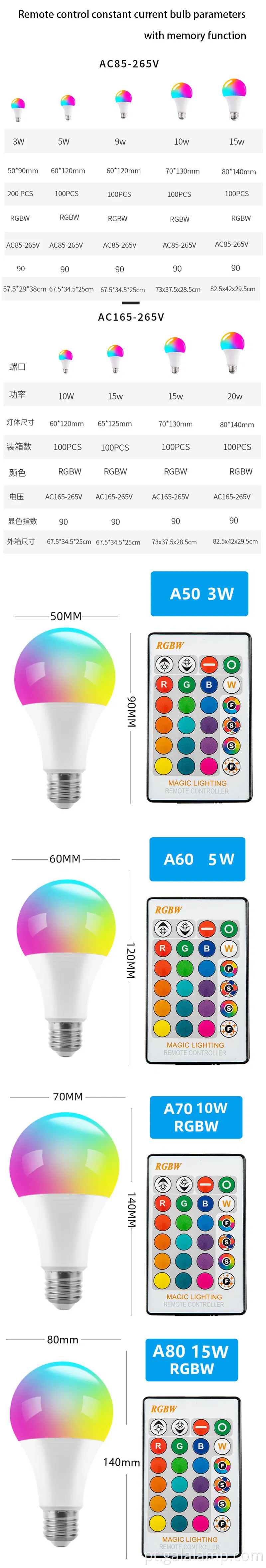 Luz de lâmpada LED inteligente com controle Wi -Fi e Bluetooth